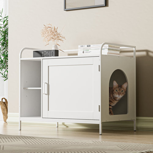 Tucker Murphy Pet™ Hidden Cat Litter Box Enclosure, Cat Litter Box Furniture With Door, Wooden